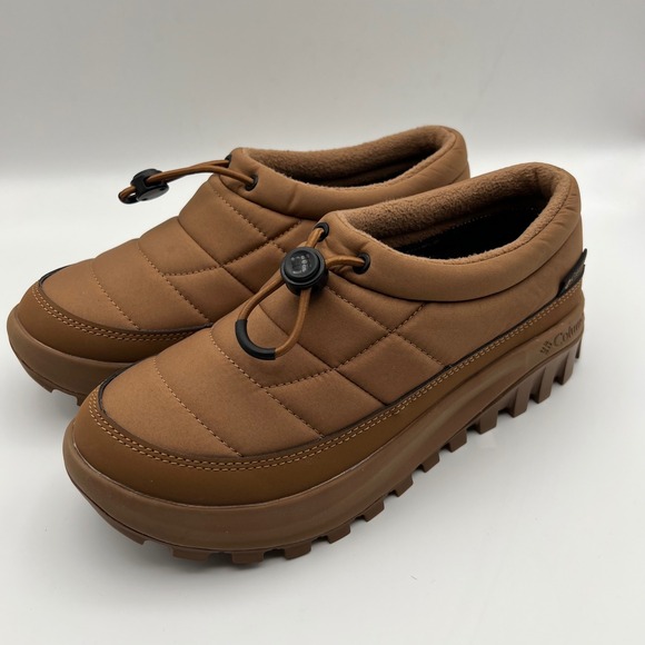 Columbia Shoes - Columbia Snowtrot Unwind Shoes Womens 10 Elk Brown Quilted Fleece Lined Toggle